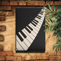 Piano Keyboard Canvas Print Minimal Diagonal Closeup Keys Black White