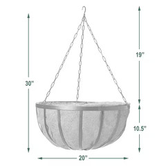 Solstice 20 In. Black Metal Coconut Hanging Basket