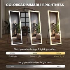 Full Length Mirror with LED Lights with Dimming & 3 Color Lighting for Bedroom