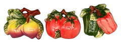 3 VTG Ceramic Glazed Fruit Vegetable 3D Kitchen Decor Wall Hanging Plaques MCM