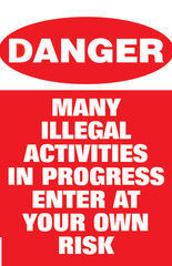 DANGER: ILLEGAL ACTIVITIES Fridge Magnet Kitchen Decor – 3.5″ x 2.5″ Made in USA