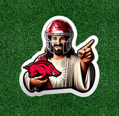 Jesus is an Arkansas sports fan 100% waterproof vinyl sticker – several sizes