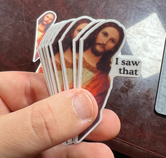 25pc Jesus Stickers «I Saw that» Viral Meme Waterproof Vinyl Laminated NEW 1.5″