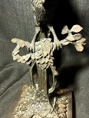 Cast Metal Brass or Bronze Art Sculpture Statue of a Bird in Tree Nouveau Style