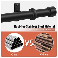 1 Inch Curtain Rods for Windows, 32 to 168 Inch Long Black Rustic Curtain Rod…
