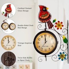 Vintage Indoor Outdoor Clock – Silent Non-Ticking, Double Sided Wall Clock wi…