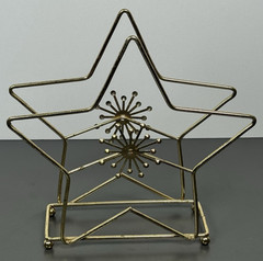 Vintage Mid Century Modern Atomic Star Brass Tone Metal Napkin Holder MCM