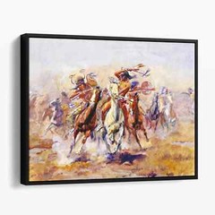 Sioux and Blackfeet Meet by Charles Marion Russell Western Canvas Wall Art Print