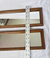 Set of 2 Vintage Narrow Wood Framed Wall Mirrors Vertical or Horizontal