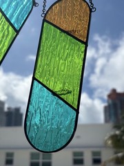 2 Stained glass colorblock suncatcher Candle Holder