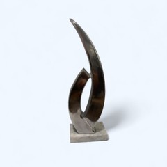 Modern Abstract Chromed Metal Tabletop Sculpture on Marble Base