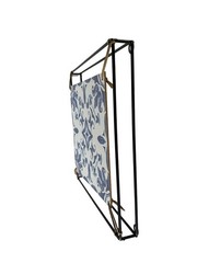 Blue White Tile Pattern Wall Art Ceramic Look Print Modern Black Metal Frame 11”