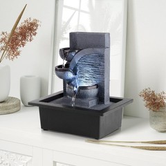 Zen Water Fountain with LED Lights – Relaxing Indoor Feature.