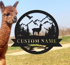 Alpaca Metal Sign, Custom Alpaca Farm Sign, Personalized Alpaca Ranch Sign Decor