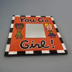 Vintage 1990s “You Go Girl” Decorative Mirror By 2 Grrrls Super Cute!