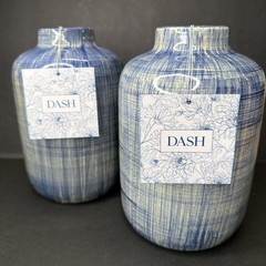 DASH Ceramic Vase Set Of 2 5.5in x 8in Blue