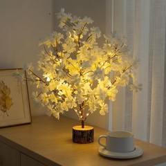 Lighted Cherry Blossom Tree Artificial, 19 Inch Faux Bonsai Tree Japanese Decor,
