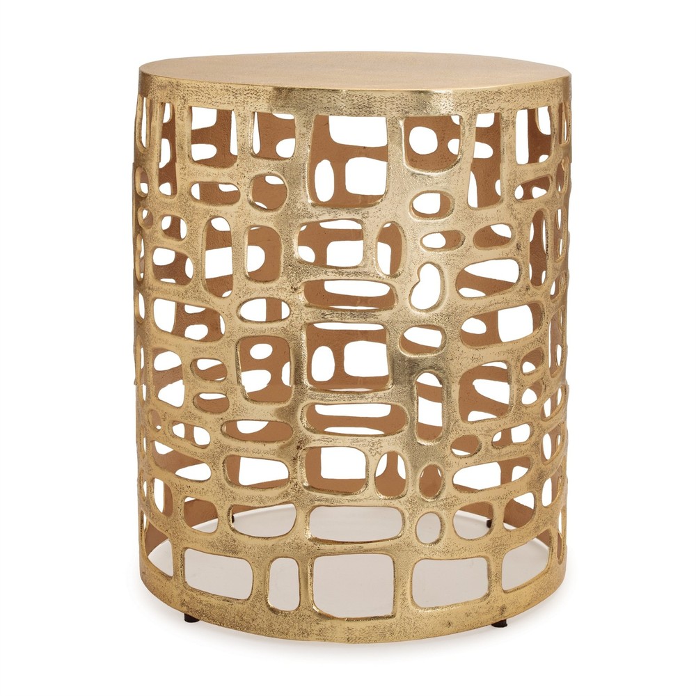 Melrose Round Abstract Cut Out Metal Accent Table 19″H