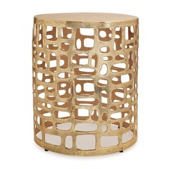 Melrose Round Abstract Cut Out Metal Accent Table 19″H