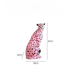 Pink Leopard Statue Home Decor, Modern Resin Cheetah Decorative Sculpture