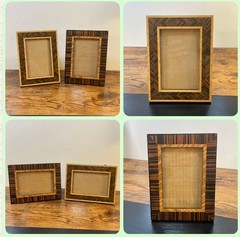 Vintage Sicura Italian Designs Wood Marquetry Inlay Picture Frames Set of 2