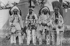 Native American Chiefs in Traditional Clothing and Feathered Bonnet – Art Print