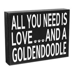 JennyGems Love and a Goldendoodle Sign, Box Sign and Wall Hanging
