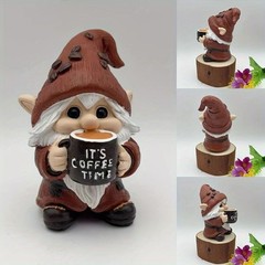 Holding Cup Dwarf Coffee Gnome Decoration Resin Ornament Decor Yard Patio Lawn
