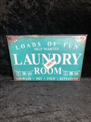 The Laundry Room Loads of Fun Rustic Laundry Room Sign Blue 8X12”