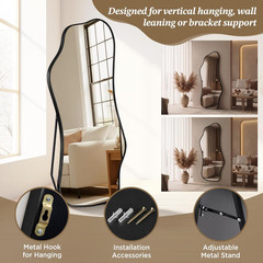Dorlicecass Irregular Full Length with Stand-Standing Leaning Hanging 62.2″x22.8