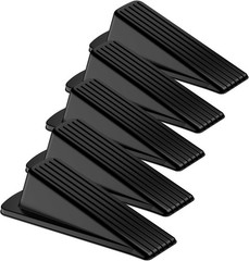Crosize 5 Pack Door Stoppers for Bottom of Door, Premium Rubber 5 Pack, Black