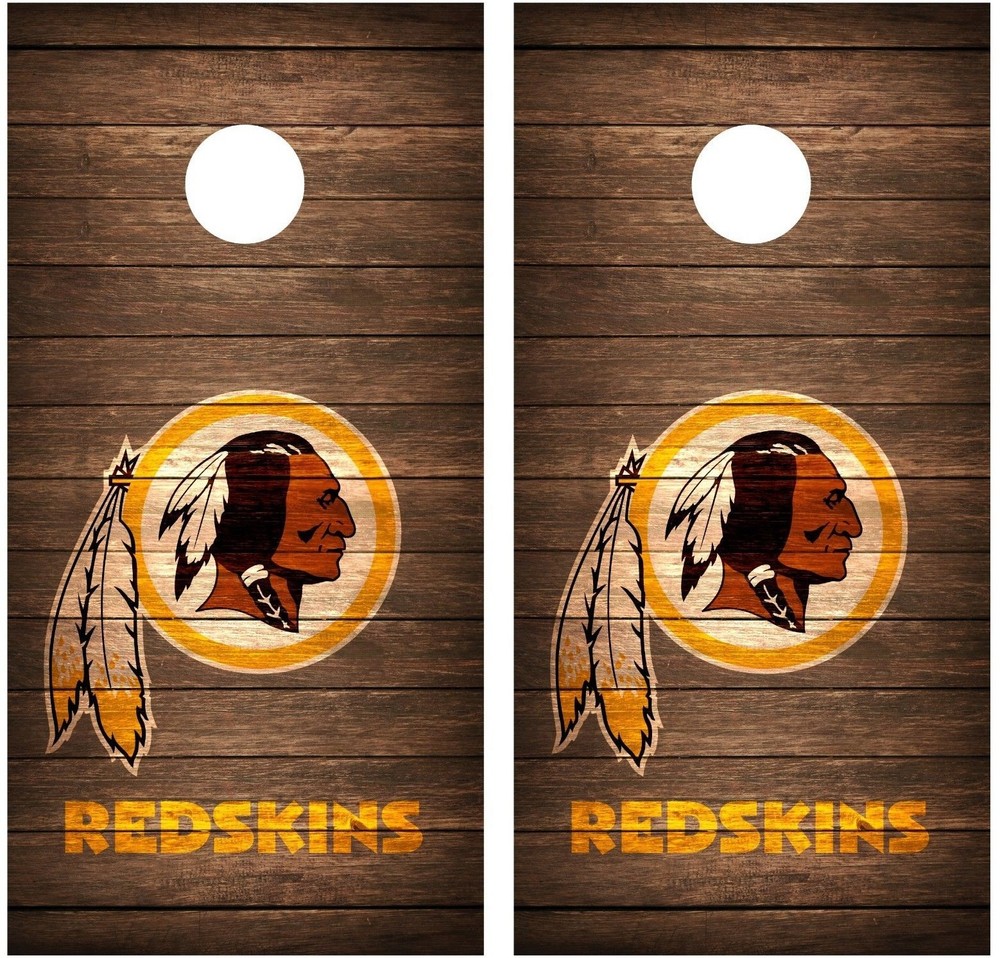 Washington Redskins Vintage Wood Cornhole Board Decal Wrap Wraps (brown)