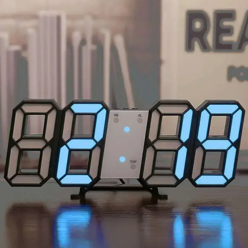 1pc 3D LED Digital Wall Clock USB Powered Night Mode Room Decor Clock – NEW