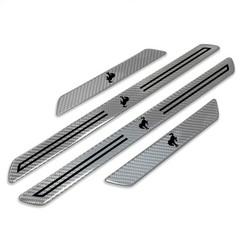 Ford Bronco Logo Silver Carbon Fiber Universal Door Sill Protector Kick Plates