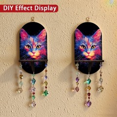 2D Multifunctional Wall-Mounted Shelf & Candle Holder Neon Cat Head Shelf Decor