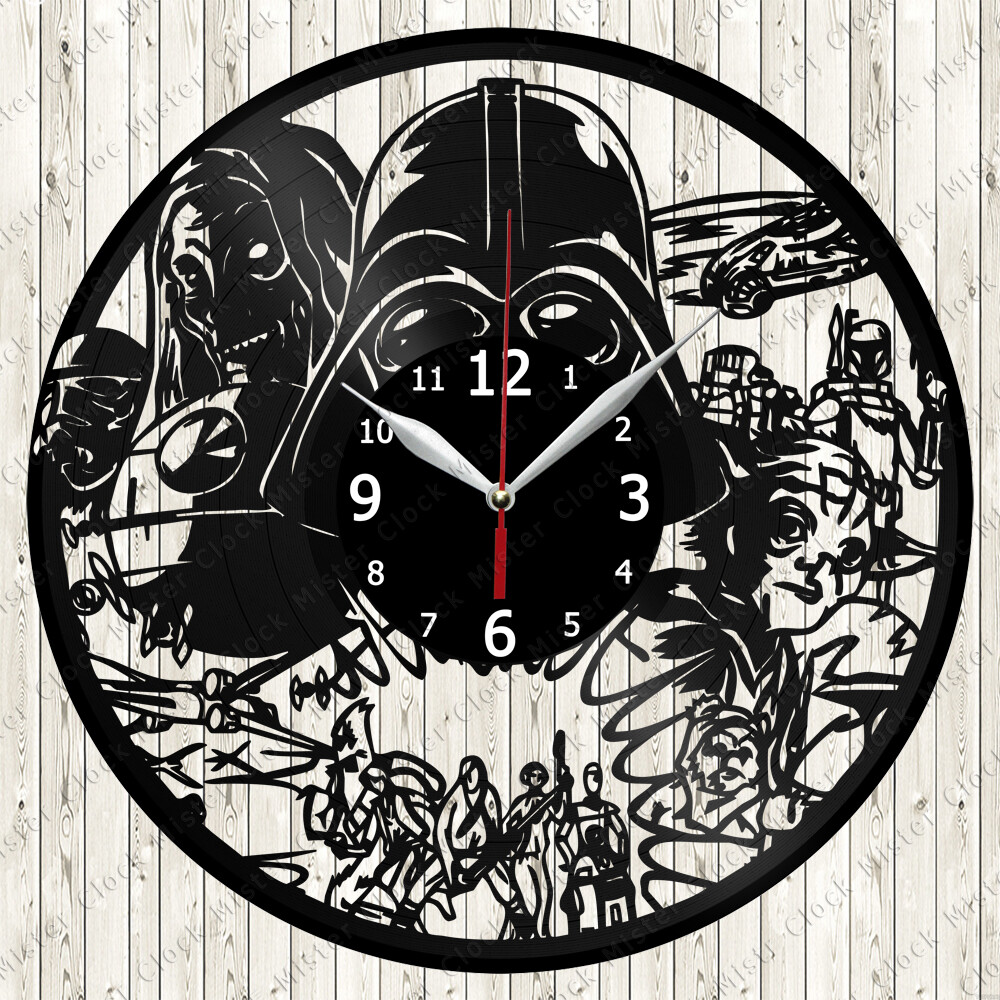 Star Wars Vinyl Record Wall Clock Decor Handmade 7250