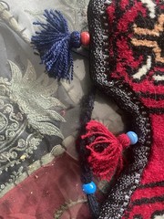 Traditional Eastern Tapestry Red Black Blue Beige Tassels Wall Hanging 30×5