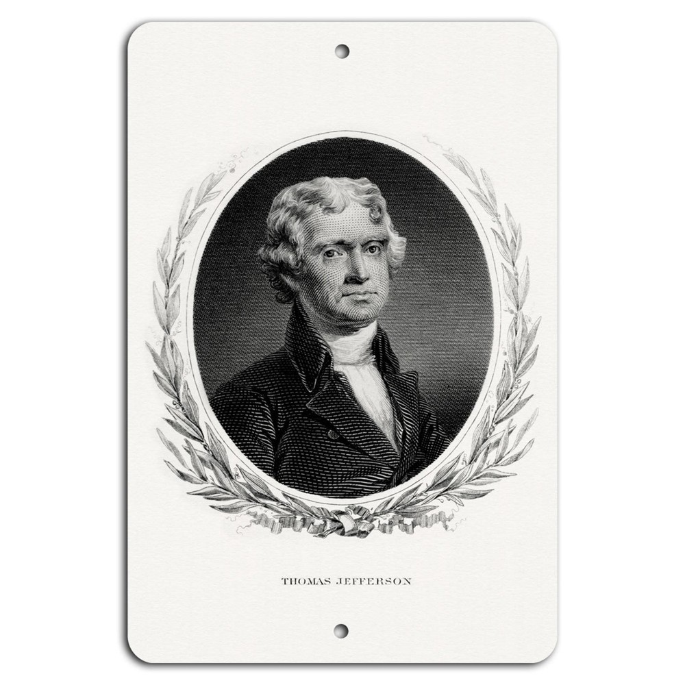 Thomas Jefferson Portrait Aluminum Metal Sign Vintage Style Decorative Plaque