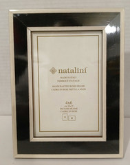 4×6 In Natalini Wood Marquetry Picture Frame Natural Wood New Handcrafted Black