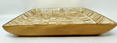 Gibson Everyday Acacia Wood Square Serving Plate Bowl Capiz Shell Inside Mosaic