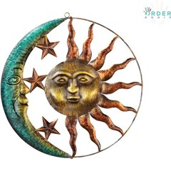 Sun and Moon Metal Wall Art Rustic Finish Indoor Outdoor Decor 18 in
