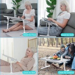 Laptop Bed Desk with Adjustable Heights and Angles, Upgraded-Sturdy Foldable …