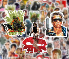 25/50 80’s Action Movie Sticker Pack-Waterproof Vinyl-Terminator Predator Rambo