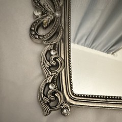 Silver Antique Rectangle Butterfly Accent Mirror, Tabletop Horizontal, 12 in