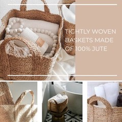 home storage decor rattan basket with handle pack of 2