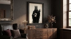 Gothic Skeleton King Art Poster Lich Grim Reaper Dark Fantasy Wall Decor Print