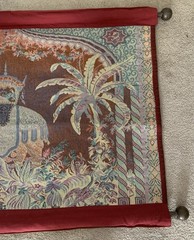 Vtg Bombay Company Elephant Tapestry 39” L x 24” W w/Wooden Rods Ready to Hang