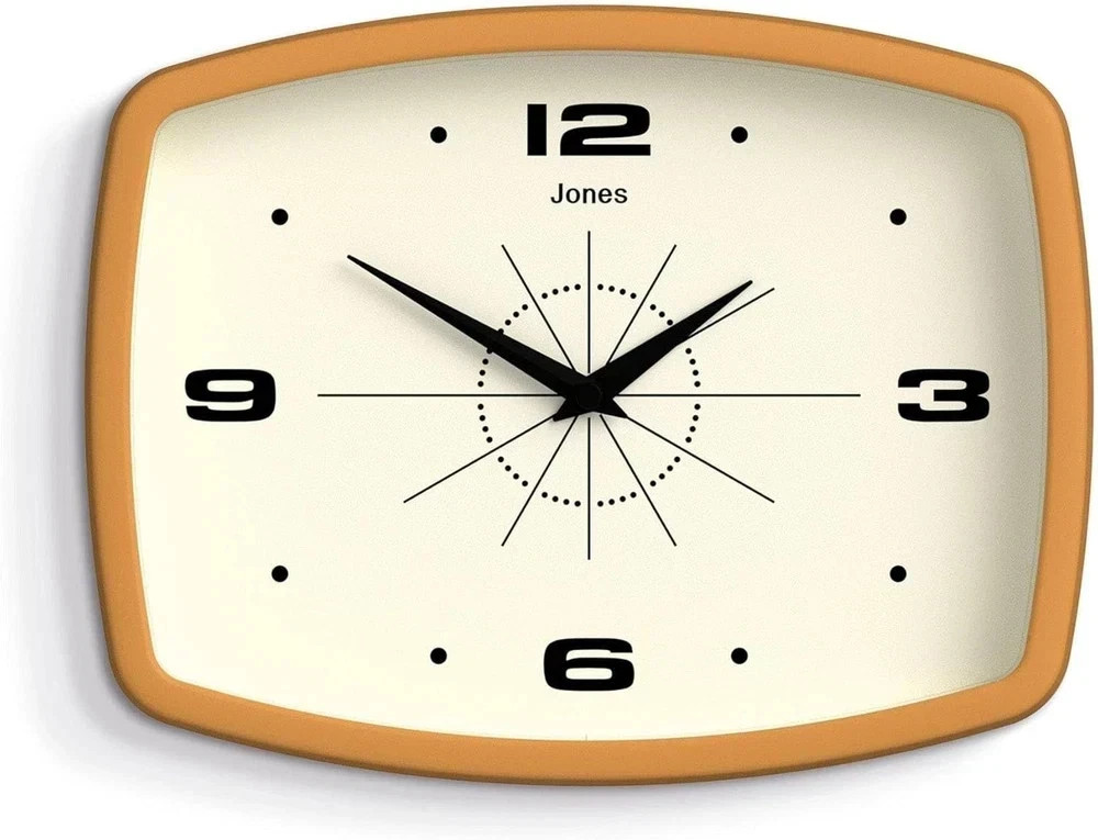 Movie Wall Clock | Rectangular Retro Clock | 10 inch | Mustard Yellow | Cool mid