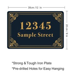 8″ x 12″ House Number Plaque Personalized Home Address Sign Custom Metal Iron