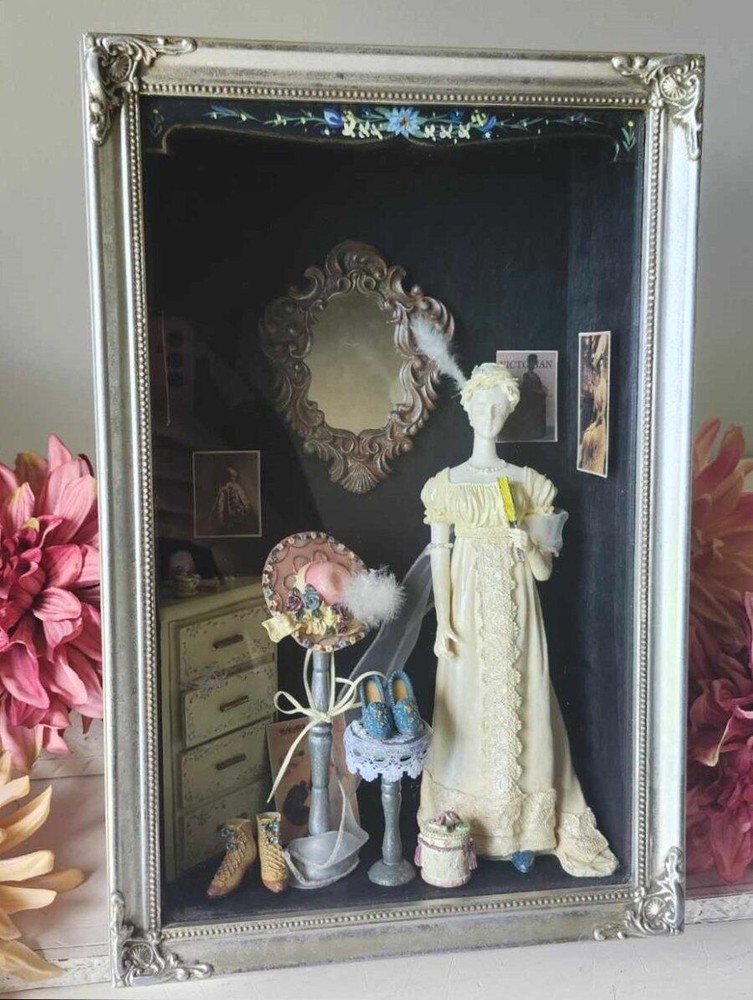Victorian Shadow Box Display Light Up ~ Vintage Miniatures Artesian
